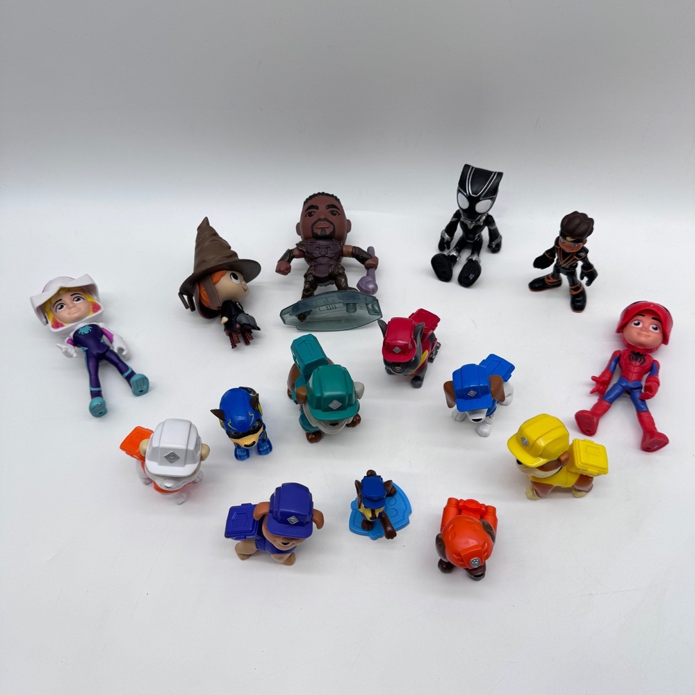 Paw Patrol Marvel Mixed Figure Lot Multicolor Superhero and Pup Mini Figures